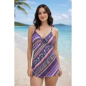 Swimsuits for All Swimdress Womens 20 Soft Cup Bra Adjustable Straps Multicolor